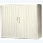 MT INTERNATIONAL ARMOIRE BASSE MÉTAL MONOBLOC CORPS ET RIDEAUX BEIGE 2 TABLETTES - DIM. 120X102X43 CM