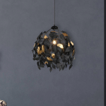 REALITY LEUCHTEN SUSPENSION LEAVY, NOIR/OR, Ø 38 CM, PLASTIQUE