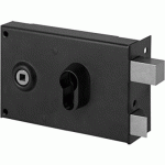 SERRURE EN APPLIQUE HORIZONTALE AVEC CYLINDRE EUROPÉEN -NOIR -À FOUILLOT - DROITE ABUS