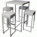 4 KUBO BAR TABOURET + 1 MANGE DEBOUT KUBO BLANC - FLEXFURN