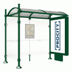 ABRI BUS PROVINCE 2.50 M CAISSON 1 BARDAGE BOULE VERT 6005 - PROCITY