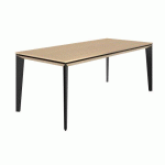 BUREAU DROIT DIRECTION ONYX L 190 CM PLATEAU CHÊNE CLAIR