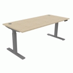 BUREAU HAUT.RÉGLABLE ÉLECTR. EVO 180X80 CM CHÊNE FIL/ALU - BURONOMIC