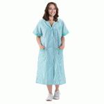 BLOUSE PROFESSIONNELLE FEMME VERT ET BLANC EN POLYCOTON, MANCHES COURTES, TAILLE 48/50