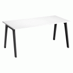 BUREAU DROIT EDEN ARCHE BLANC L 180 CM AVEC GOULOTTE PIED ANTHRACITE