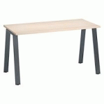 BUREAU DROIT INDIVIDUEL CHÊNE CLAIR 140 X 60 CM, PIÉTEMENT MÉTAL ANTHRACITE - ARCH