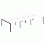 PÔLE 6 BUREAUX DROITS ARKO L 360 X P 168 CM PLATEAUX BLANC PIÈTEMENT MÉTAL ARCHE ANTHRACITE