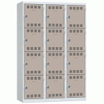 VESTIAIRE 3 COLONNES 400MM 4 CASES MORAILLON TAUPE - VINCO