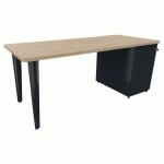 BUREAU EVIDENCE 180X80 CHÊNE NATUREL CAISSON PORTEUR/PIED ANTHRACITE - VINCO