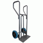 DIABLE ACIER TABLIER INCURVÉ POIGNÉE FERMÉE 400 KG ROUES CAOUTCHOUC BLEU