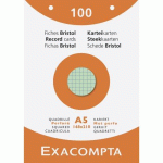 FICHE BRISTOL 148 X 210 MM QUADRILLÉE 5 X 5 COULEURS ASSORTIES PERFORÉE EXACOMPTA - BOÎTE DE 100