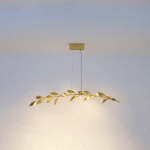 HOLLÄNDER SUSPENSION RISO À 11 LAMPES, DORÉE