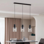 LUCANDE SUSPENSION EIRIAN, 90 CM, À 3 LAMPES, NOIR, VERRE