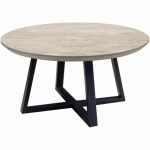 TABLE BASSE RONDE EN ACACIA MASSIF GRIS - L.90 X H.45 X P.90 CM PEGANE