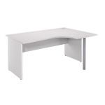 BUREAU COMPACT RETOUR À DROITE EVOLUTION 2 - L. 160 X P. 110 CM - PLATEAU 'BLANC' - PIEDS PLEINS 'BLANC'.