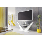 LES DEALS DE CARELLIA - MEUBLE TV DESIGN AVEC LEDS 140 X 53,5 X 65 CM - BLANC - BLANC