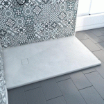 RECEVEUR DE DOUCHE 120X90CM EFFET PIERRE - ARDOISE BLANC MAT - STONE 2 AURLANE