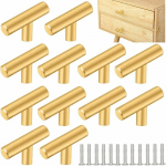 12 PCS POIGNEE DE MEUBLE CUISINE ACIER INOXYDABLE 50 32MM POIGNÉE MEUBLE T BOUTON DE PORTE ARGENTÉ BOUTONS DE TIROIR MONOTROU EN T BOUTON DE MEUBLE