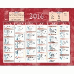 LOT DE 5 - CALENDRIER SEMESTRIEL MURAL ANNÉE 2027 - ROUGE - 13,5 X 17,5 CM