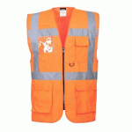 LOT DE 3 - PORTWEST S476 GILET HI-VIS EXECUTIVE - BERLIN ORANGE - TAILLE XS