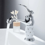 MITIGEUR LAVABO DE SALLE DE BAIN, À SIMPLE COMMANDE ÉLÉGANTE, EN DIAMANT, AVEC EAU CHAUDE ET FROIDE