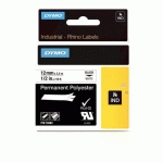 RUBAN POLYESTER DYMO RHINO 12 MM 18483 BLANC ÉCRITURE NOIRE