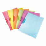 LOT DE 6 - CHEMISE DE PRÉSENTATION À CLIP COLORÉ LEITZ COLOR CLIP 22 X 31 CM TRANSLUCIDES ASSORTIES