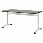 TABLE MALIBU 160X80 T6 DL STR ANTIB GRIS U727/NOIR BLC 9016