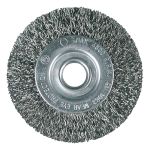 BROSSE CIRCULAIRE EN FILS ACIER ONDULÉS ET AXE DE FIXATION