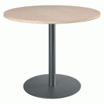 TABLE RONDE EXCELLENS 100 CM PLATEAU CHÊNE CLAIR PIÈTEMENT COLONNE MÉTAL ANTHRACITE