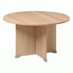 TABLE RONDE PLATEAU DIAMÈTRE 120 CM QUARTA PLUS HÊTRE AMBRÉ PIÈTEMENT CROIX