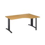 BUREAU COMPACT RETOUR À DROITE IMEDIA - L. 160 X P. 110 CM - PLATEAU HÊTRE - PIEDS ANTHRACITE