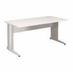 BUREAU DROIT ACTIVITY - L. 160 X P. 80 CM - PLATEAU BLANC - PIEDS L 'BLANC'