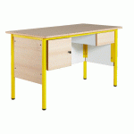 CHAIRE DE PROFESSEUR, 1 TIROIR, 1 PORTE, PLATEAU BEIGE, CHANTS SURMOULÉS, JAUNE - MANUTAN COLLECTIVITÉS