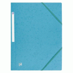 LOT DE 10 - CHEMISE À ÉLASTIQUE 3 RABATS CARTE OXFORD 24 X 32 CM DOS 2,5 CM TURQUOISE