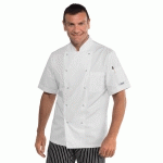 VESTE DE CUISINE BLANCHE MANCHES COURTES ET BOUTONS PRESSION