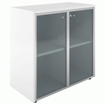 BIBLIOTHÈQUE BASSE H 89 CM BLANCHE PORTES VITRÉES ESSENZZA - DARWIN