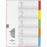 LOT DE 15 - INTERCALAIRES EN CARTON, A4, 5 POSITIONS, 5 COULEURS