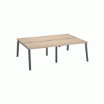 PÔLE 4 BUREAUX ECLA CHÊNE CLAIR L 120 X P 80 CM PIÈTEMENT MÉTAL ANTHRACITE