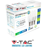 3 AMPOULES LED E14 5.5 W 40 W V-TAC CANDELA FLAME-WARM