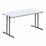 TABLE PLIABLE GRIS CLAIR ET ANTHRACITE 160X80