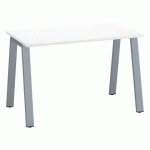 BUREAU DROIT ECLA BLANC L 120 X P 60 CM PIÈTEMENT MÉTAL FINITION ALUMINIUM