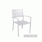 FAUTEUIL DE JARDIN EMPILABLE EN ALUMINIUM HAWAÏ GRIS CLAIR - 224769