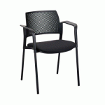 FAUTEUIL SIMONE DOSSIER POLYPROPYLENE - TISSU NOIR