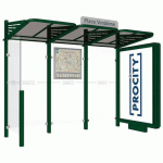 ABRI BUS CONVIVIALE 3 M CAISSON BARDAGE GAUCHE VERT 6005 - PROCITY