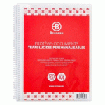 LOT DE 4 - PROTÈGE-DOCUMENTS À SPIRALES BRUNEAU POLYPROPYLÈNE TRANSLUCIDE PERSONNALISABLE A4 60 POCHETTES - 120 VUES