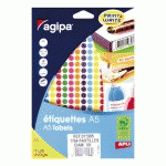 PASTILLE ADHÉSIVE Ø 8 MM AGIPA 11995 COULEURS ASSORTIES - BOÎTE DE 1764