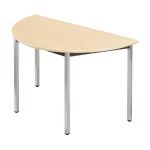 TABLE MODULAIRE DOMINO 1/2 ROND - L. 120 X P. 60 CM - PLATEAU ERABLE - PIEDS GRIS