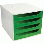 CAISSON 4 TIROIRS GRIS/VERT POMME TRANSPARENT - EXACOMPTA