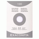 FICHE BRISTOL 148 X 210 MM QUADRILLÉE 5 X 5 BLANCHE NON PERFORÉE EXACOMPTA - BOÎTE DE 100